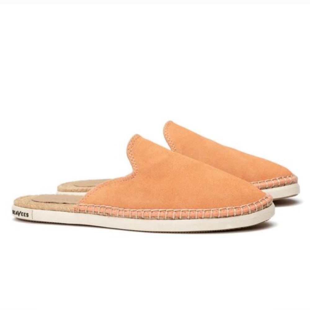 SeaVees Orange Suede Slip-On Mule Flats